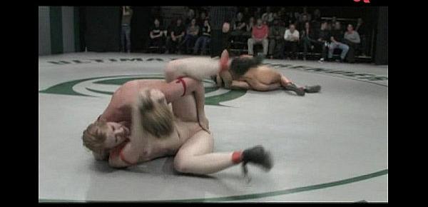  4 girls wrestling naked! Live audience!